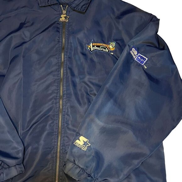 Amsterdam Admirals Windbreaker Starter Jacket Size XL Blue Full Zip Chest Logo - Picture 3 of 8